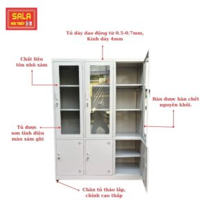 TỦ SẮT HỒ SƠ 3 CÁNH KÍNH, 3 CÁNH TÔN