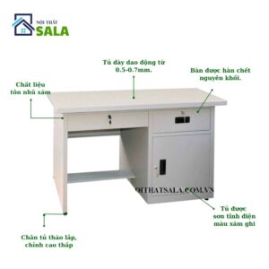 BÀN SẮT 2 HỘC KÉO 1 CÁNH MỞ