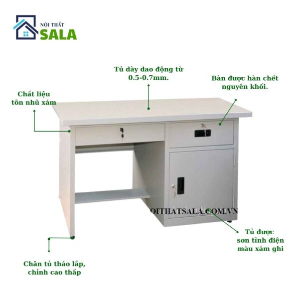 BÀN SẮT 2 HỘC KÉO 1 CÁNH MỞ