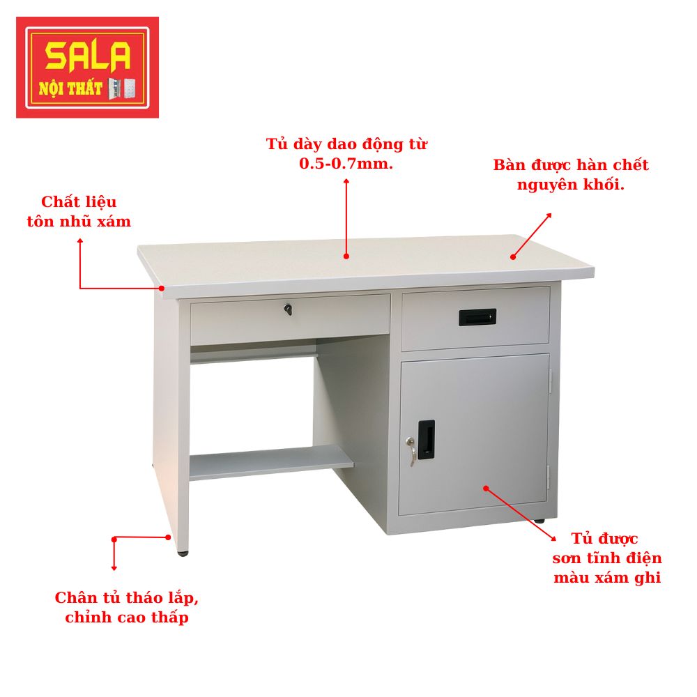 BÀN SẮT 2 HỘC KÉO 1 CÁNH MỞ