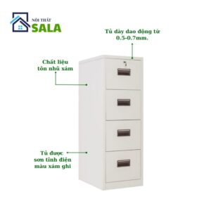 Tủ hộc kéo sắt 4 ngăn