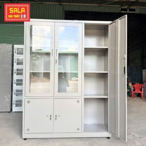 TỦ SẮT HỒ SƠ 2 CÁNH KÍNH MỞ, 3 CÁNH TÔN MỞ