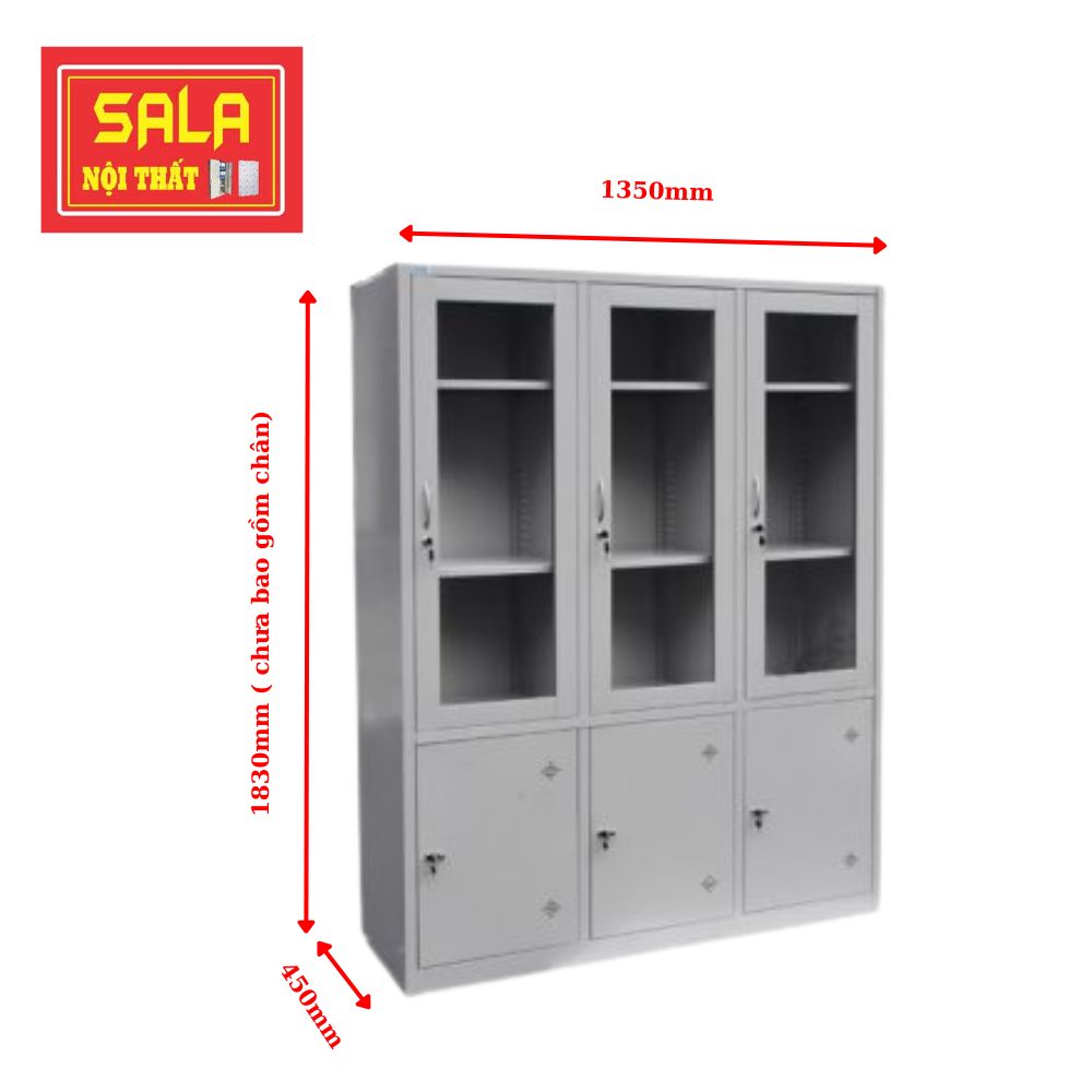 TỦ SẮT HỒ SƠ 3 CÁNH KÍNH, 3 CÁNH TÔN