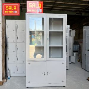 TỦ SẮT HỒ SƠ 2 CÁNH KÍNH MỞ, 2 CÁNH TÔN MỞ