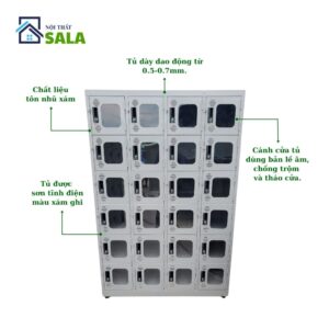 TỦ LOCKER SẮT 24 NGĂN MICA