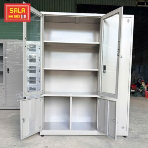 TỦ SẮT HỒ SƠ 2 CÁNH KÍNH MỞ, 3 CÁNH TÔN MỞ