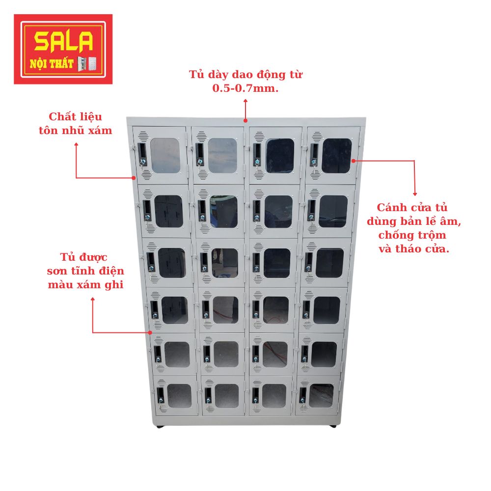 TỦ LOCKER SẮT 24 NGĂN MICA
