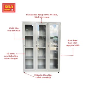 TỦ SẮT HỒ SƠ 3 CÁNH KÍNH MỞ TRONG SUỐT