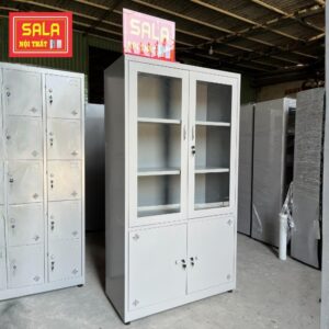 TỦ SẮT HỒ SƠ 2 CÁNH KÍNH MỞ, 2 CÁNH TÔN MỞ