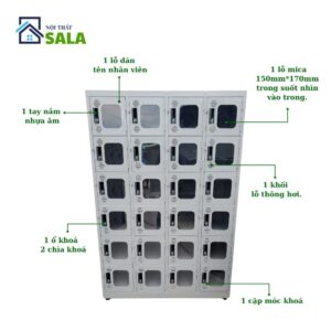 TỦ LOCKER SẮT 24 NGĂN MICA