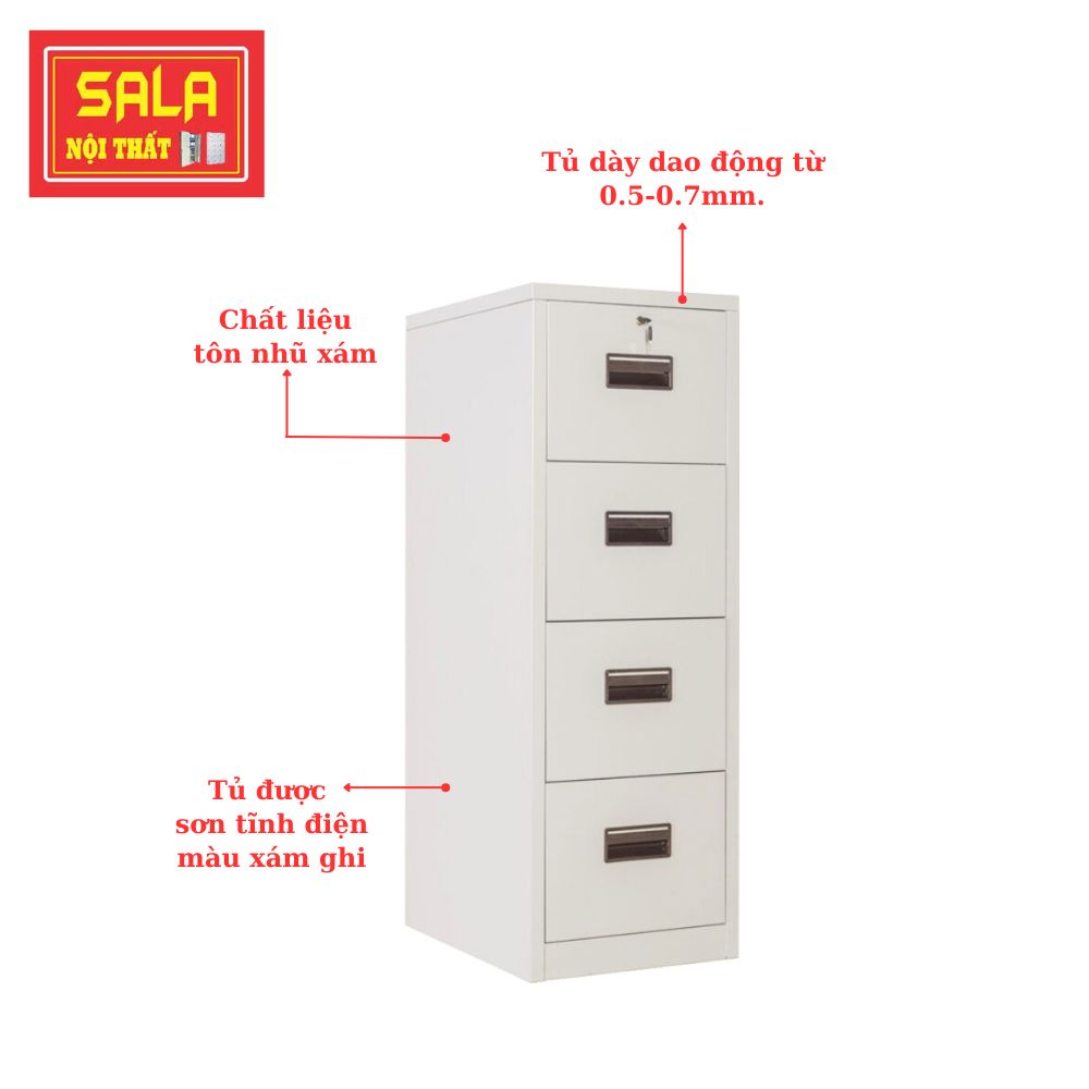 Tủ Hộc Kéo Sắt 4 Ngăn