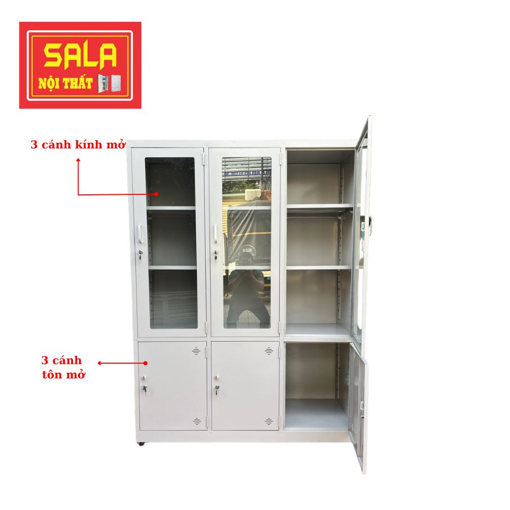 TỦ SẮT HỒ SƠ 3 CÁNH KÍNH, 3 CÁNH TÔN