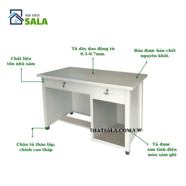 BÀN SẮT 2 HỘC KÉO 1 Ô TRỐNG