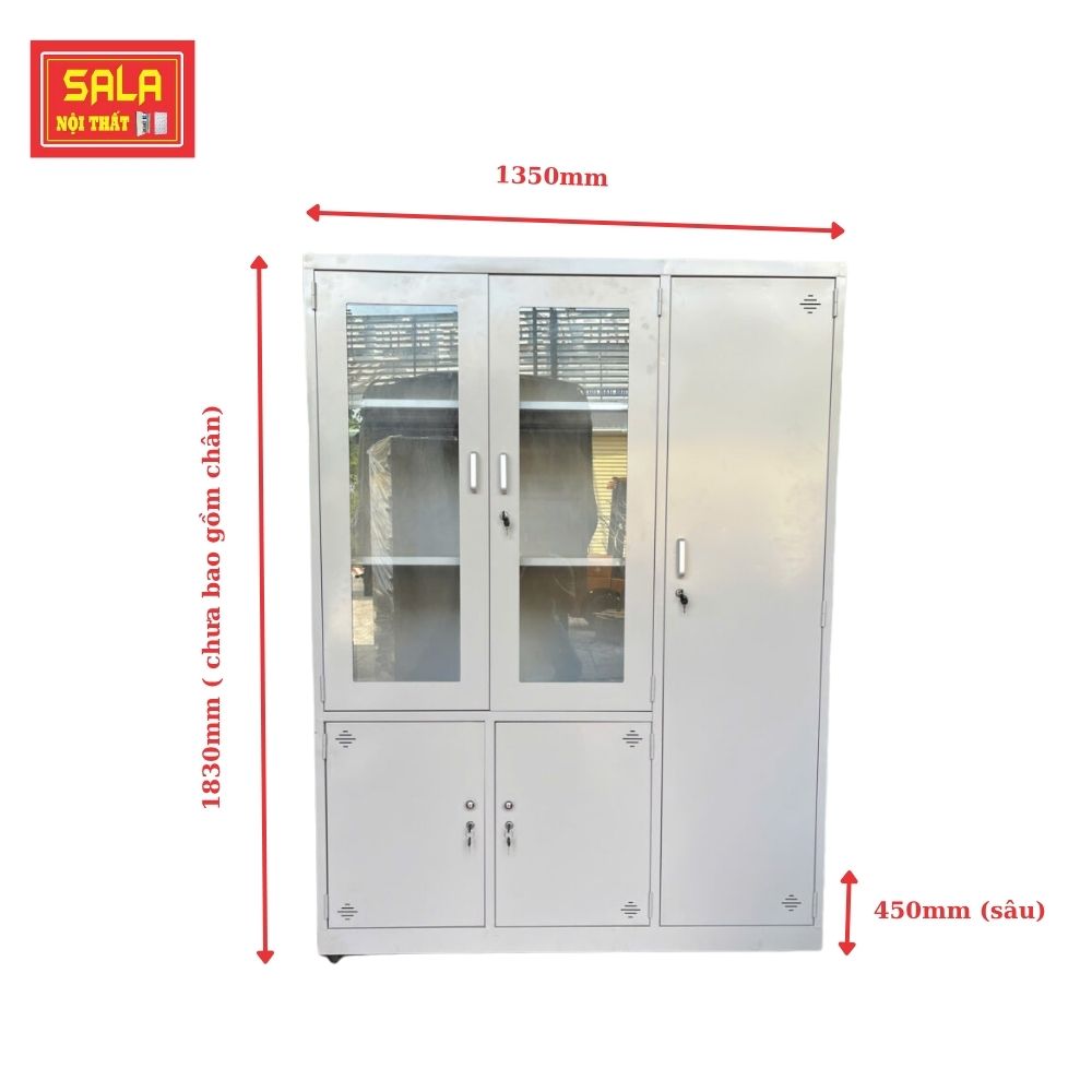 TỦ SẮT HỒ SƠ 2 CÁNH KÍNH MỞ, 3 CÁNH TÔN MỞ