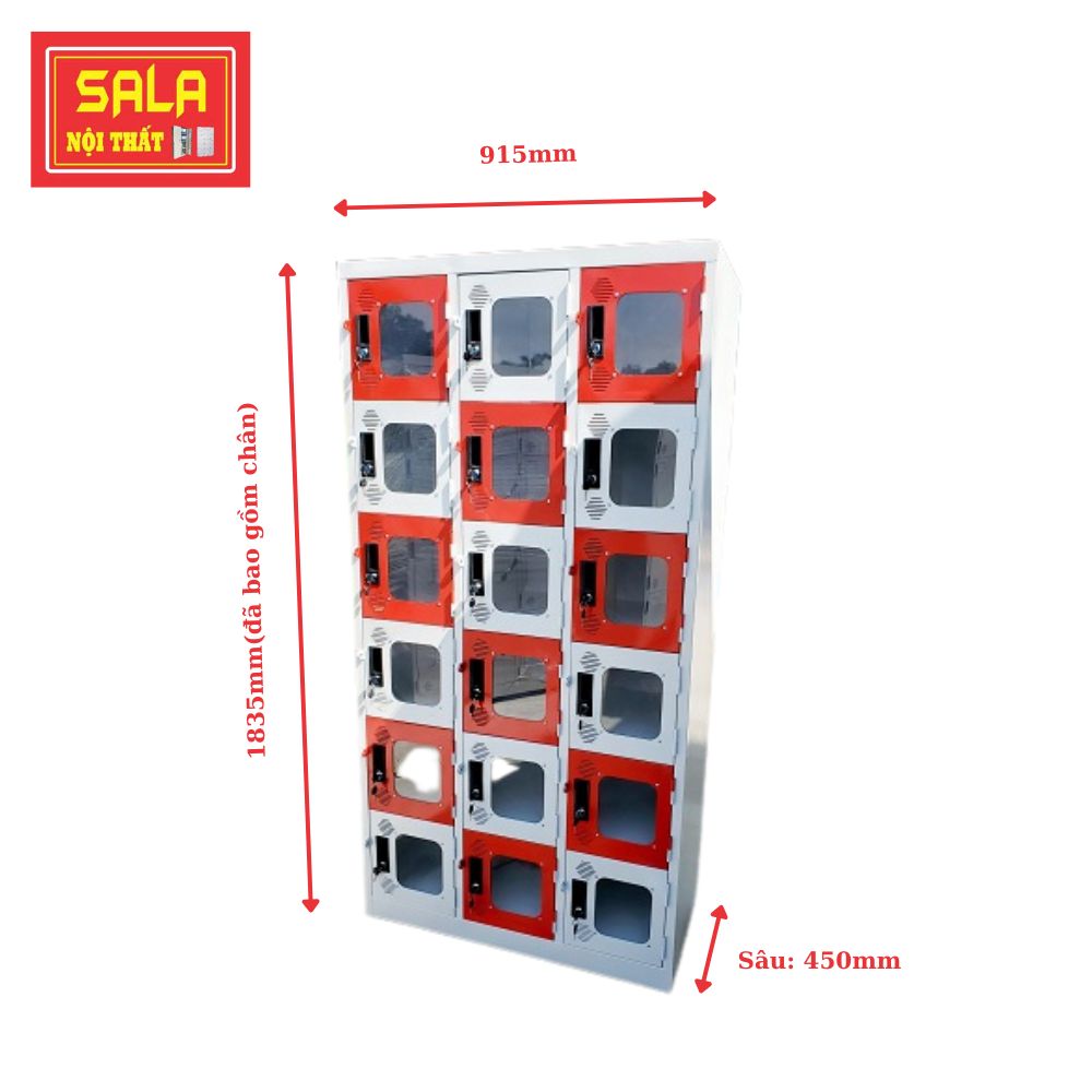 TỦ LOCKER SẮT 18 NGĂN MICA