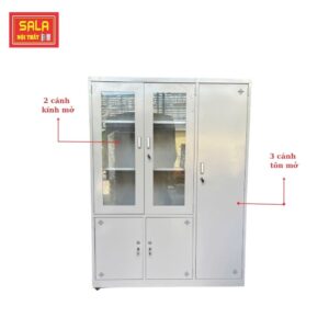 TỦ SẮT HỒ SƠ 2 CÁNH KÍNH MỞ, 3 CÁNH TÔN MỞ