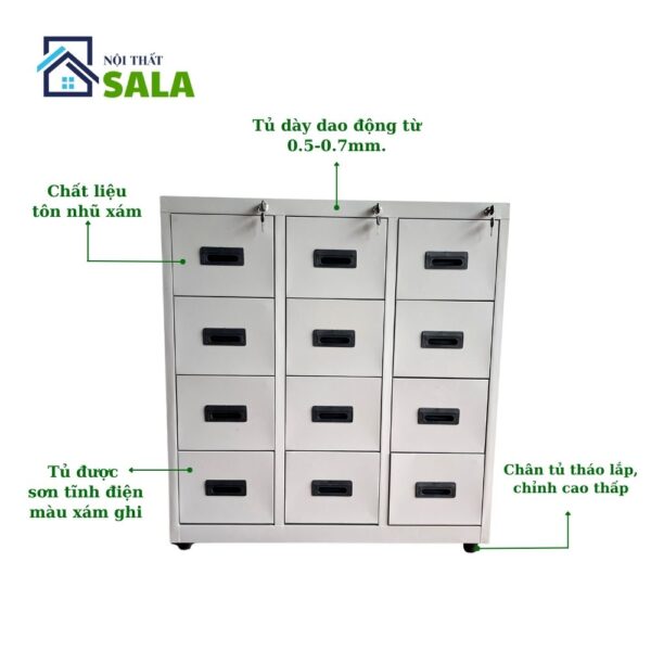Tủ hộc kéo sắt 12 ngăn