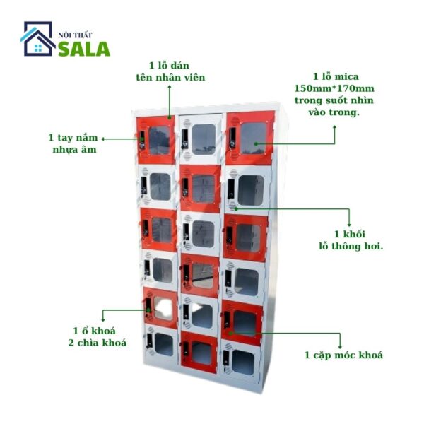 TỦ LOCKER  SẮT 18 NGĂN MICA - Ảnh 4