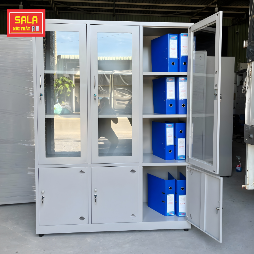 TỦ SẮT HỒ SƠ 3 CÁNH KÍNH, 3 CÁNH TÔN
