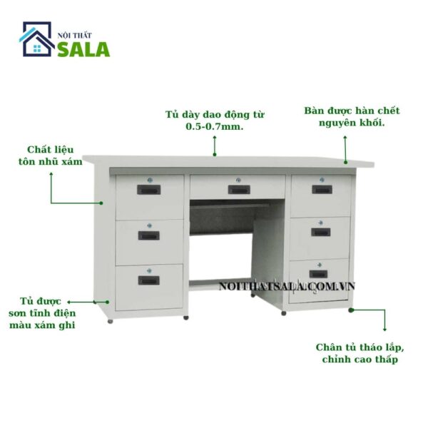 BÀN SẮT 7 HỘC KÉO