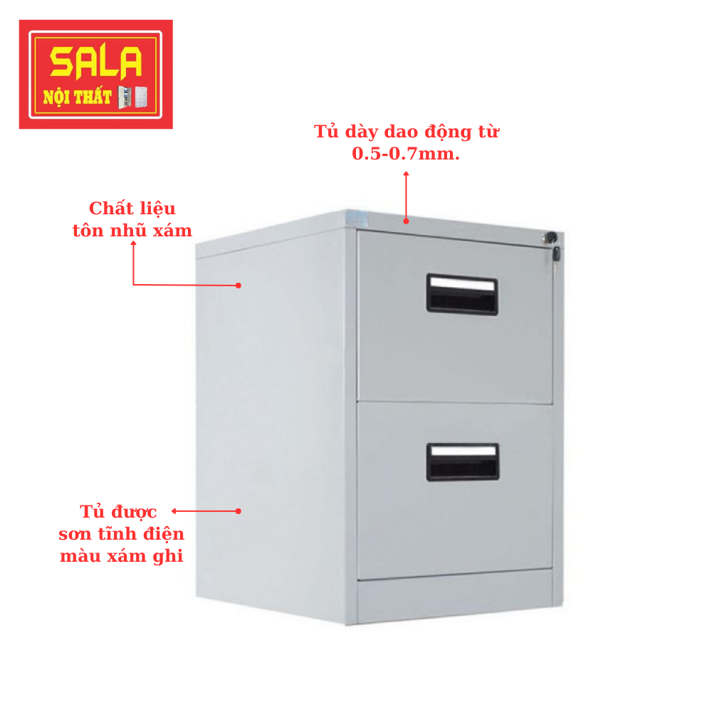 TỦ HỘC KÉO SẮT 2 NGĂN