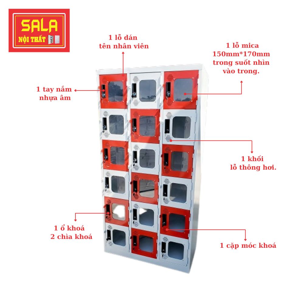 TỦ LOCKER SẮT 18 NGĂN MICA
