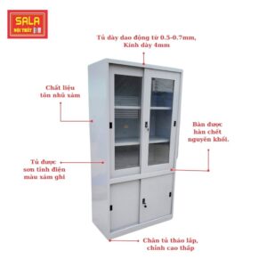 TỦ SẮT HỒ SƠ 2 CÁNH LÙA KÍNH 2 CÁNH LÙA TÔN