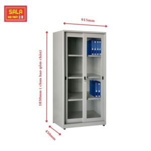 TỦ SẮT HỒ SƠ 2 CÁNH KÍNH LÙA