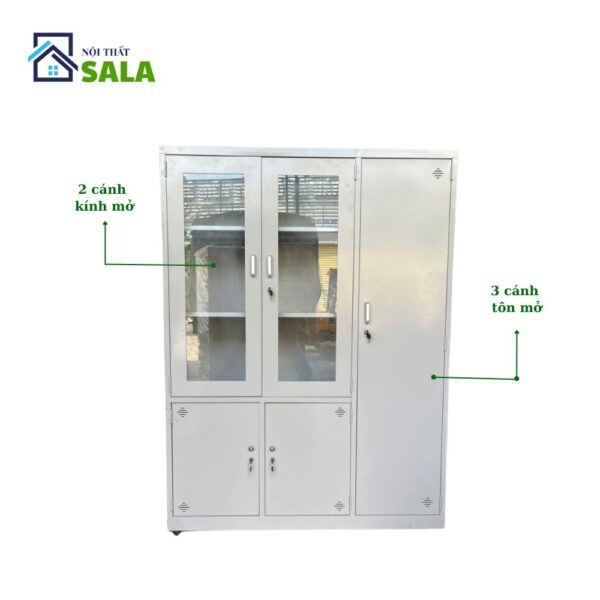 TỦ SẮT HỒ SƠ 2 CÁNH KÍNH MỞ, 3 CÁNH TÔN MỞ