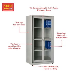 TỦ SẮT HỒ SƠ 2 CÁNH KÍNH LÙA
