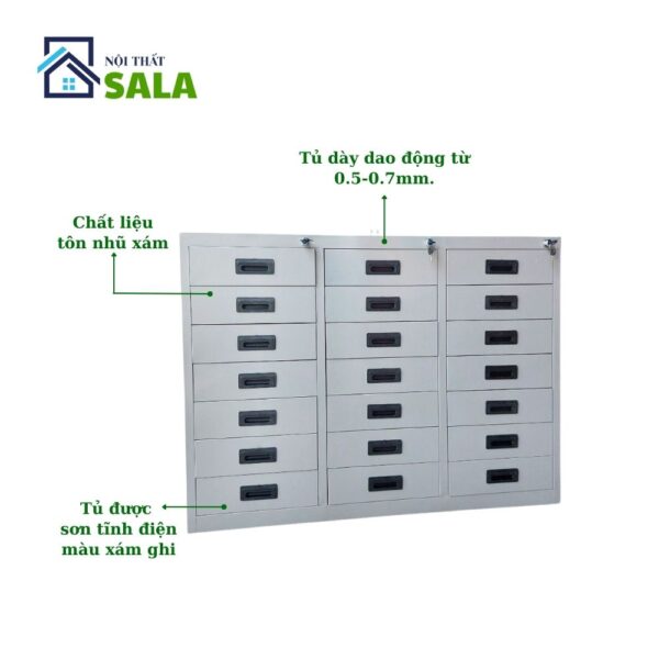 Tủ hộc kéo sắt 21 ngăn