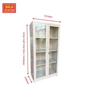 TỦ SẮT HỒ SƠ 2 CÁNH KÍNH MỞ