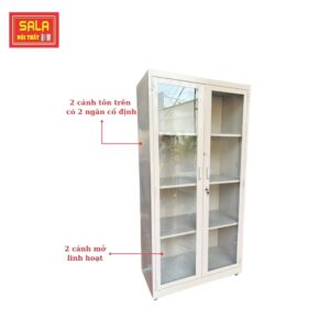 TỦ SẮT HỒ SƠ 2 CÁNH KÍNH MỞ