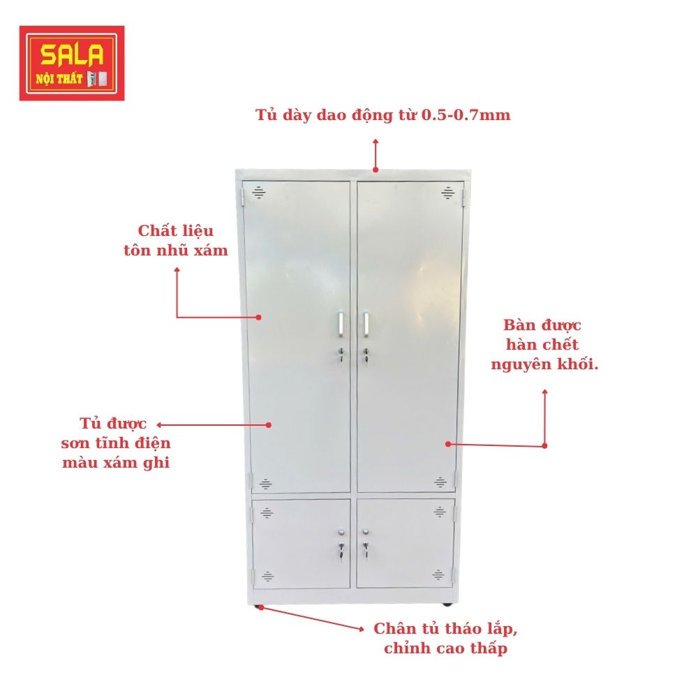 TỦ SẮT HỒ SƠ 4 CÁNH TÔN MỞ