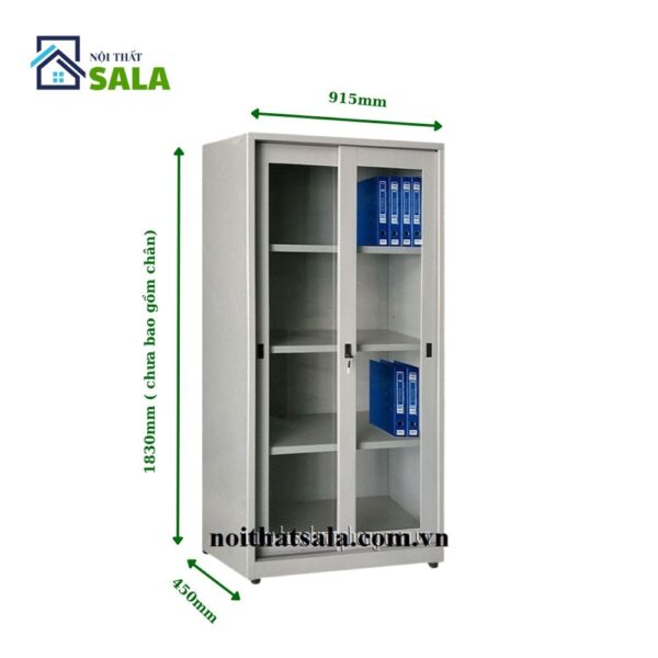 TỦ SẮT HỒ SƠ 2 CÁNH KÍNH LÙA