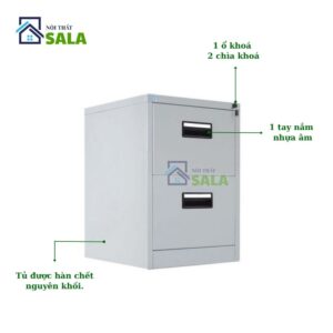 Tủ hộc kéo sắt 2 ngăn
