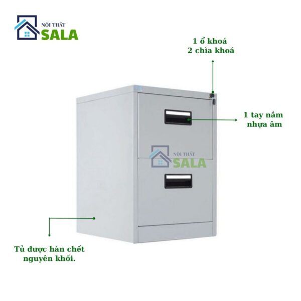 Tủ hộc kéo sắt 2 ngăn