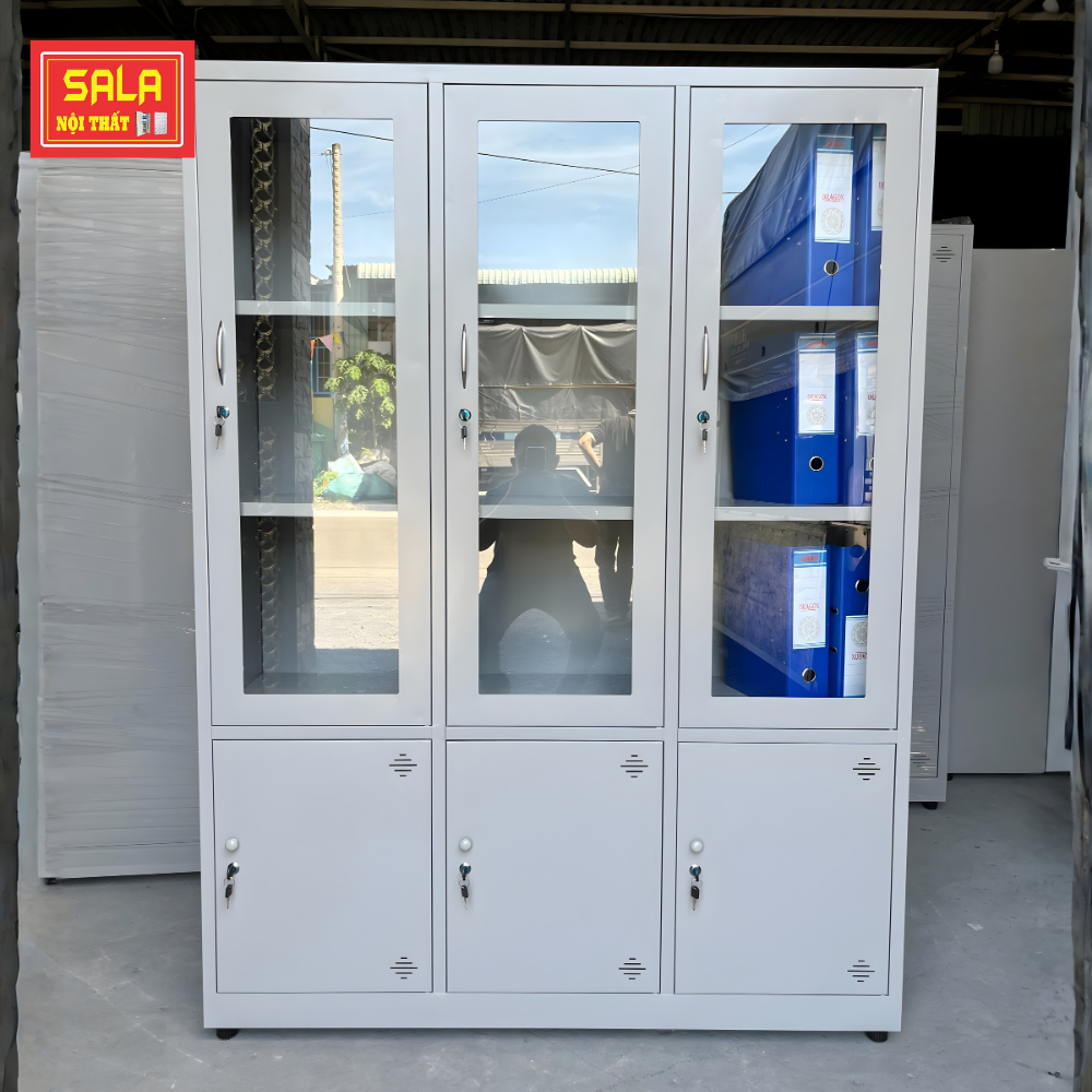 TỦ SẮT HỒ SƠ 3 CÁNH KÍNH, 3 CÁNH TÔN