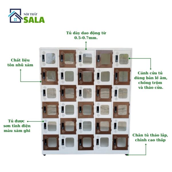 TỦ SẮT LOCKER 30 NGĂN MICA