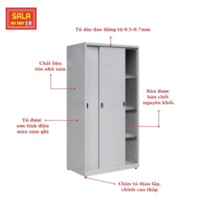TỦ SẮT HỒ SƠ 2 CÁNH TÔN LÙA