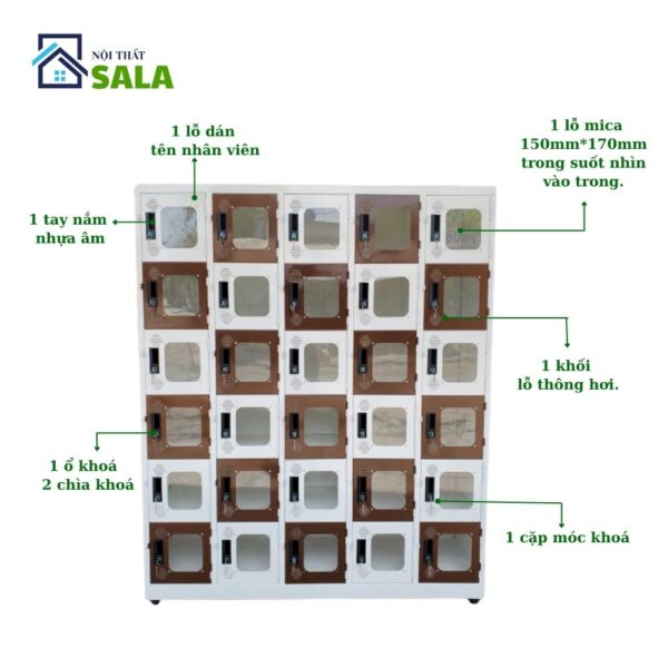 TỦ SẮT LOCKER 30 NGĂN MICA