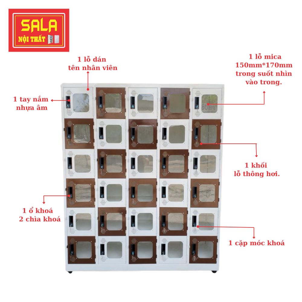 TỦ SẮT LOCKER 30 NGĂN MICA