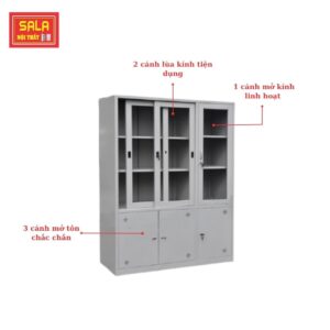 TỦ SẮT HỒ SƠ 2 CÁNH KÍNH MỞ, 3 CÁNH TÔN MỞ