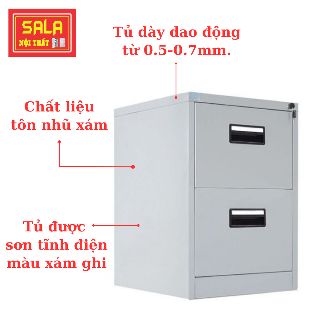 TỦ HỘC KÉO SẮT 2 NGĂN