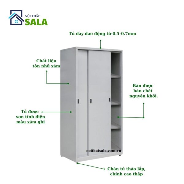 TỦ SẮT HỒ SƠ 2 CÁNH TÔN LÙA