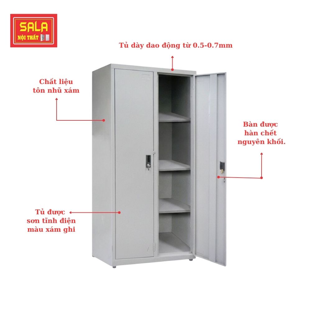 TỦ SẮT HỒ SƠ 2 CÁNH TÔN LÙA