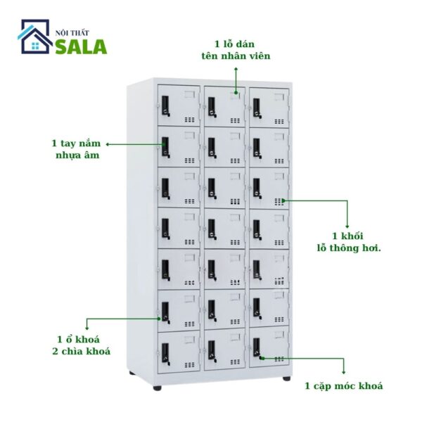 Tủ Locker sắt 21 ngăn