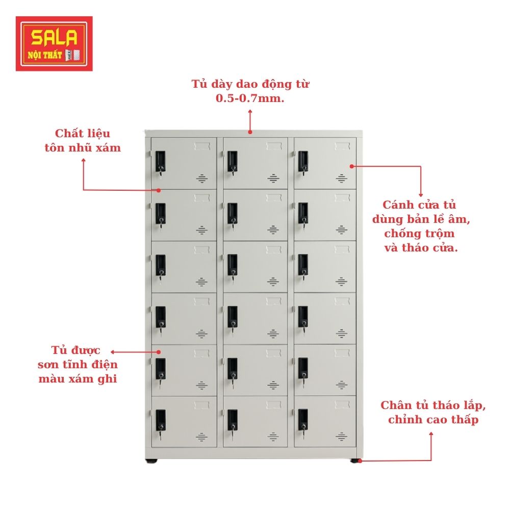TỦ LOCKER SẮT 18 NGĂN