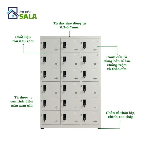 Tủ Locker sắt 18 ngăn