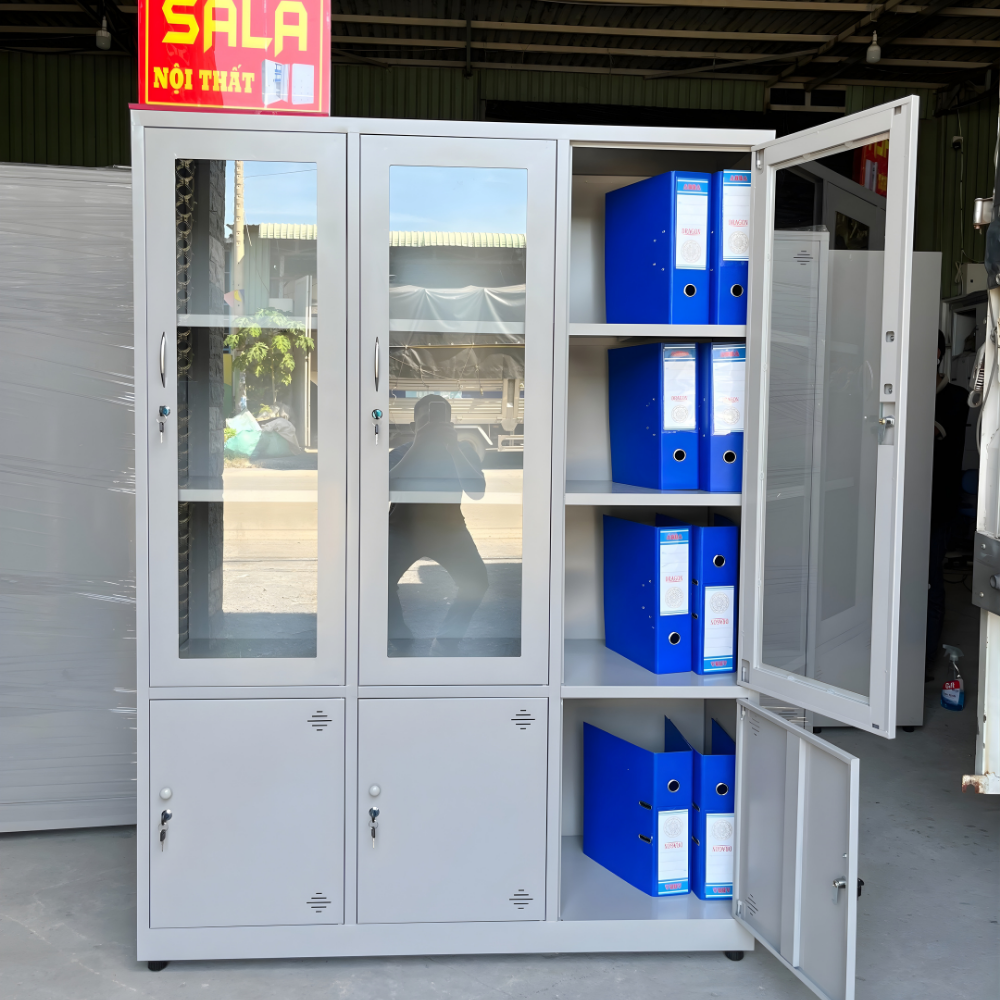 TỦ SẮT HỒ SƠ 3 CÁNH KÍNH, 3 CÁNH TÔN